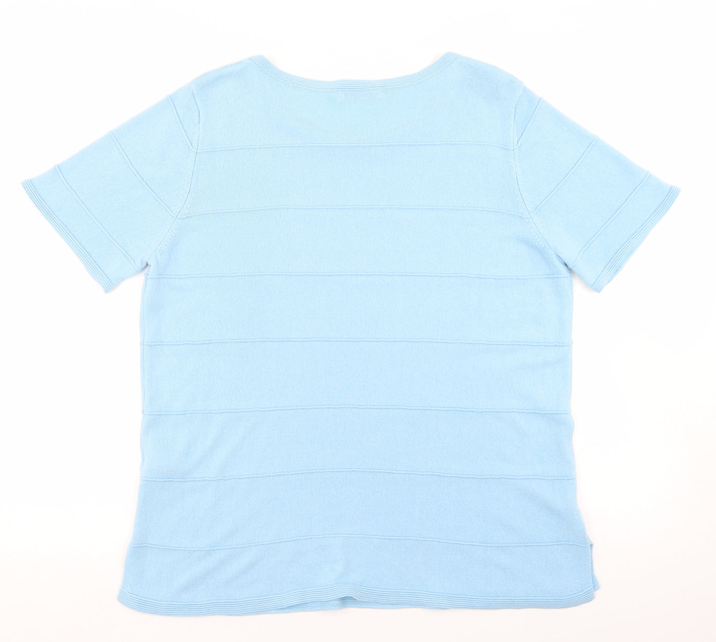 Marks and Spencer Womens Blue  Acrylic Basic T-Shirt Size 14 Round Neck
