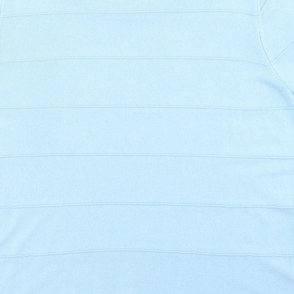 Marks and Spencer Womens Blue  Acrylic Basic T-Shirt Size 14 Round Neck