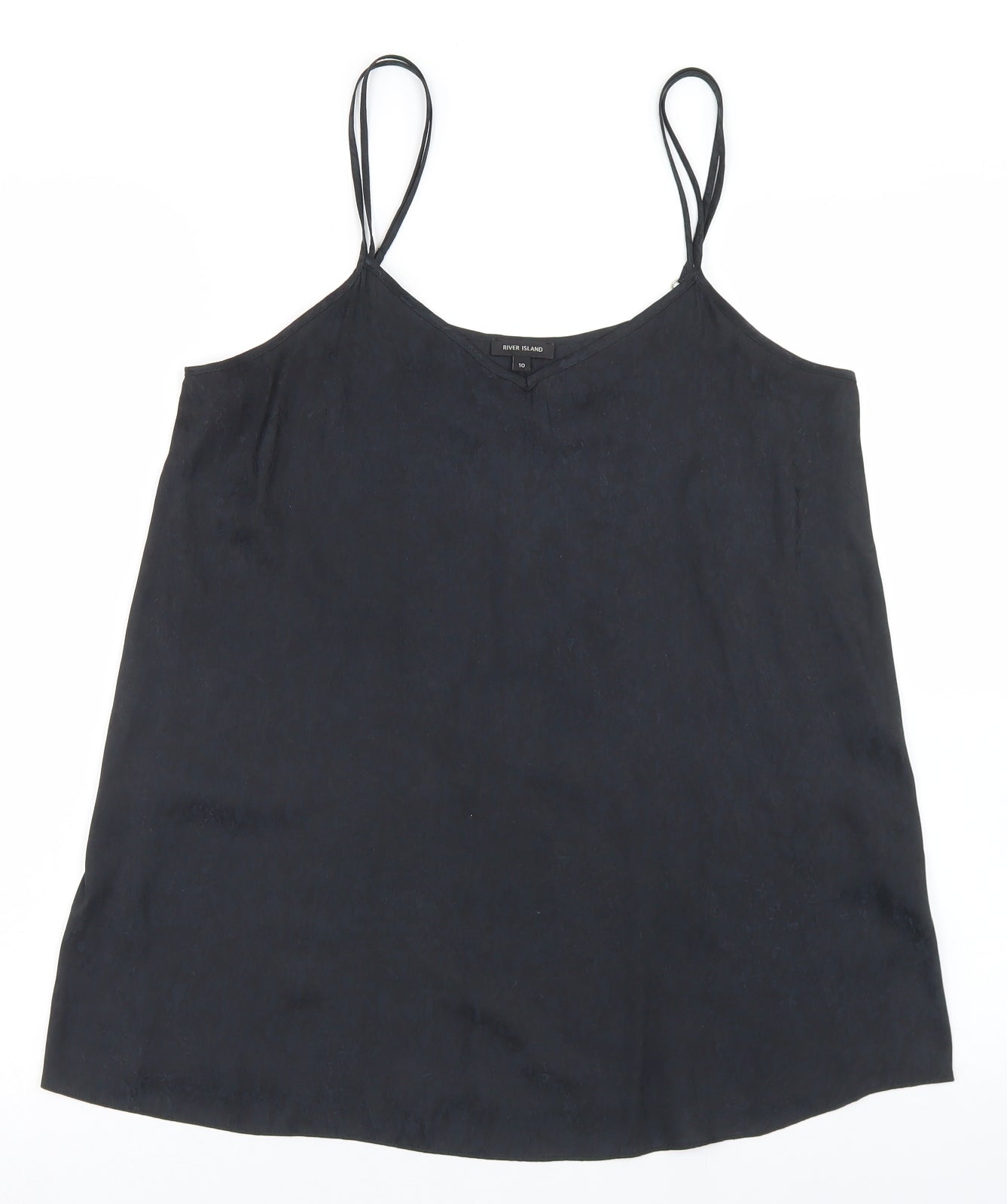 River Island Womens Black Animal Print Polyester Camisole Blouse Size 10 Round Neck