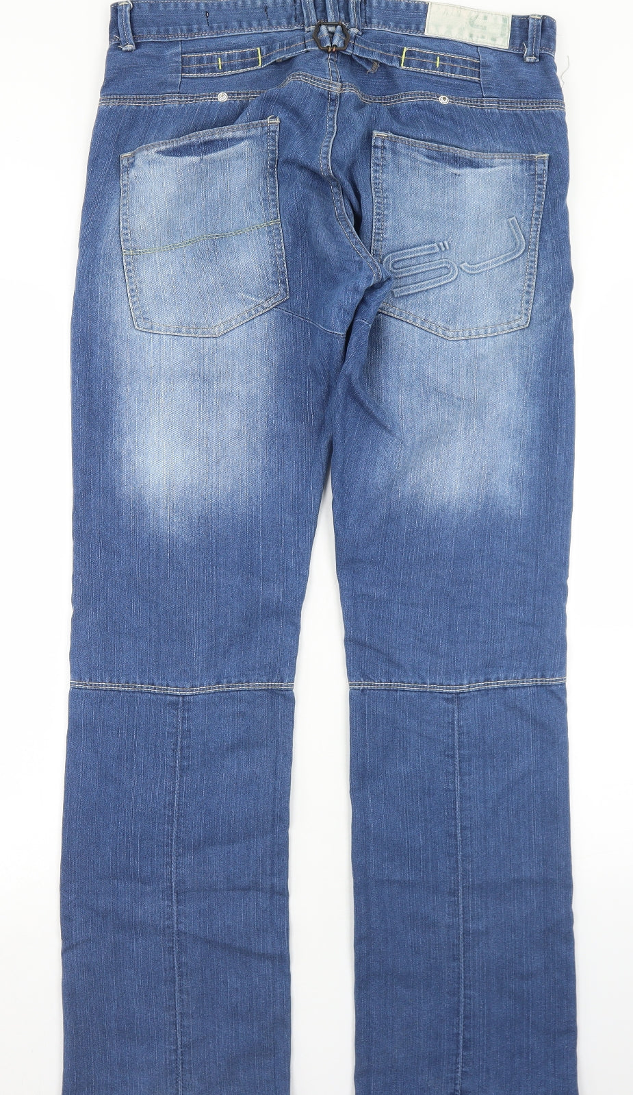 Smith & Jones Mens Blue  Cotton Straight Jeans Size 34 in L33 in Regular Button
