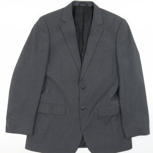 Jack Reid Mens Grey Striped Polyester Jacket Blazer Size 38