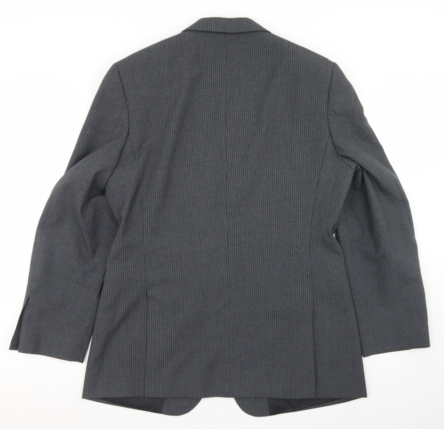 Jack Reid Mens Grey Striped Polyester Jacket Blazer Size 38