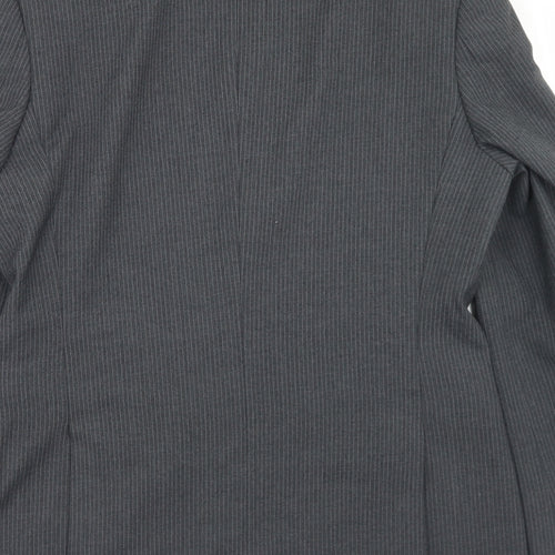 Jack Reid Mens Grey Striped Polyester Jacket Blazer Size 38