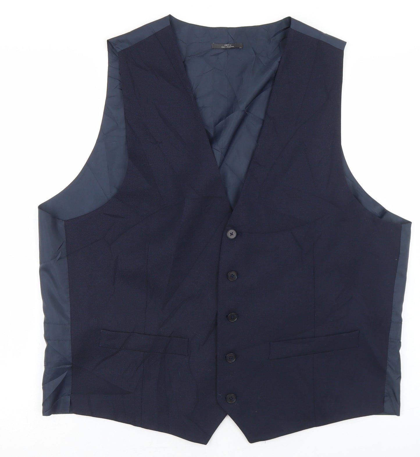Marks and Spencer Mens Blue  Wool Jacket Suit Waistcoat Size XL
