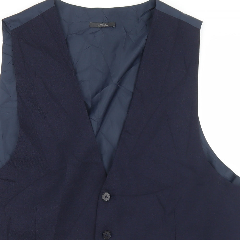 Marks and Spencer Mens Blue  Wool Jacket Suit Waistcoat Size XL