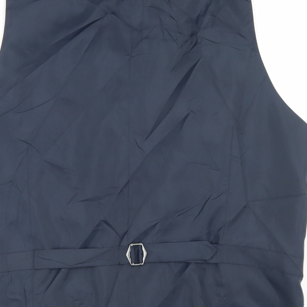 Marks and Spencer Mens Blue  Wool Jacket Suit Waistcoat Size XL
