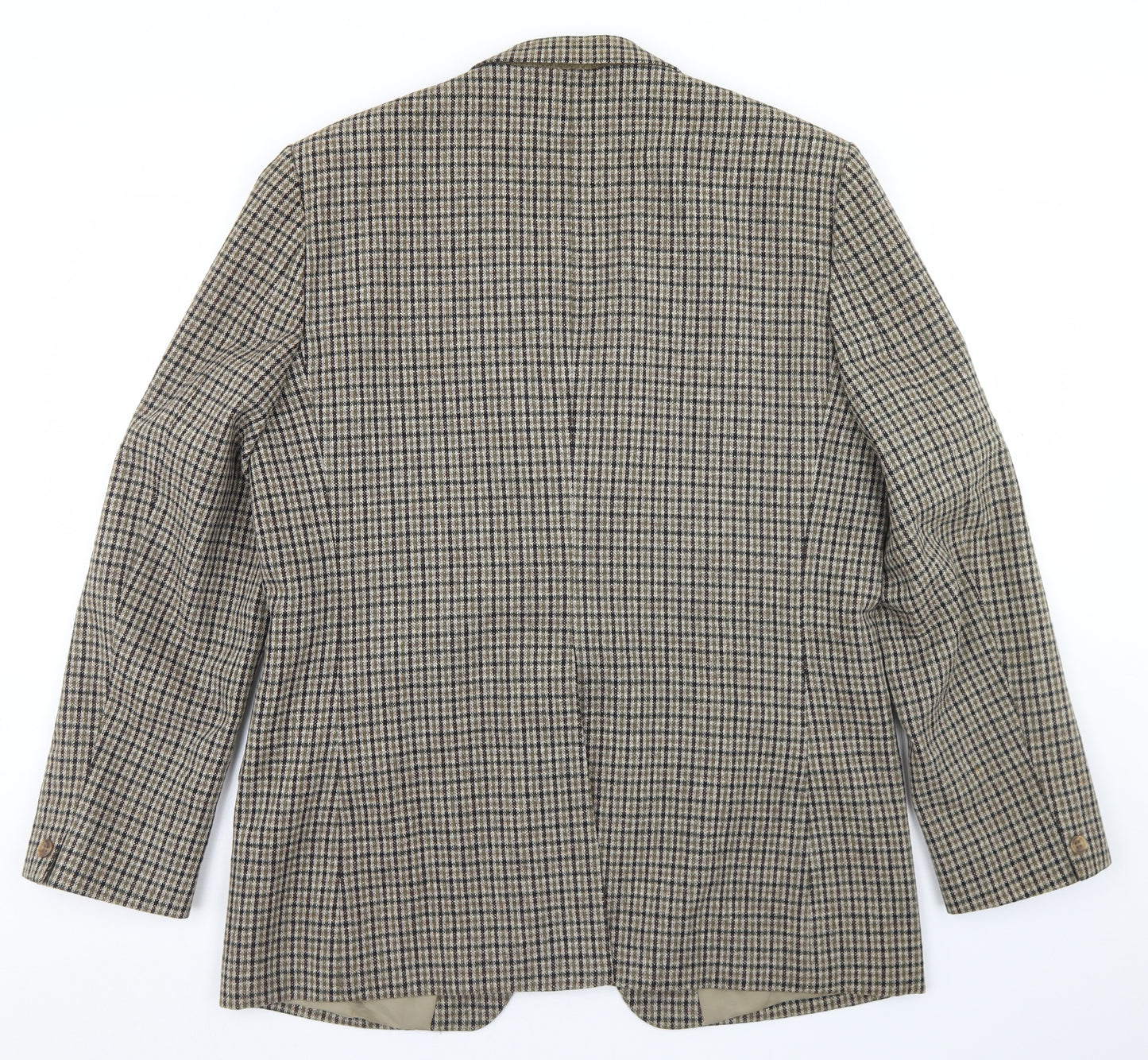Carl Stuart Mens Beige Houndstooth Wool Jacket Blazer Size 40