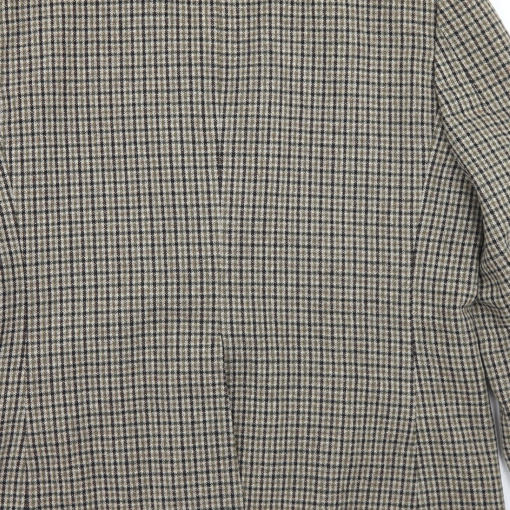 Carl Stuart Mens Beige Houndstooth Wool Jacket Blazer Size 40