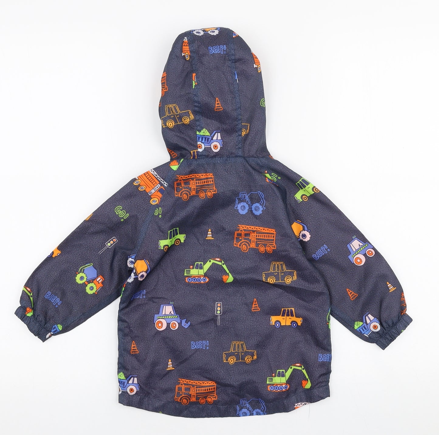 F&F Boys Multicoloured   Rain Coat Jacket Size 12-18 Months   Zip - Cars