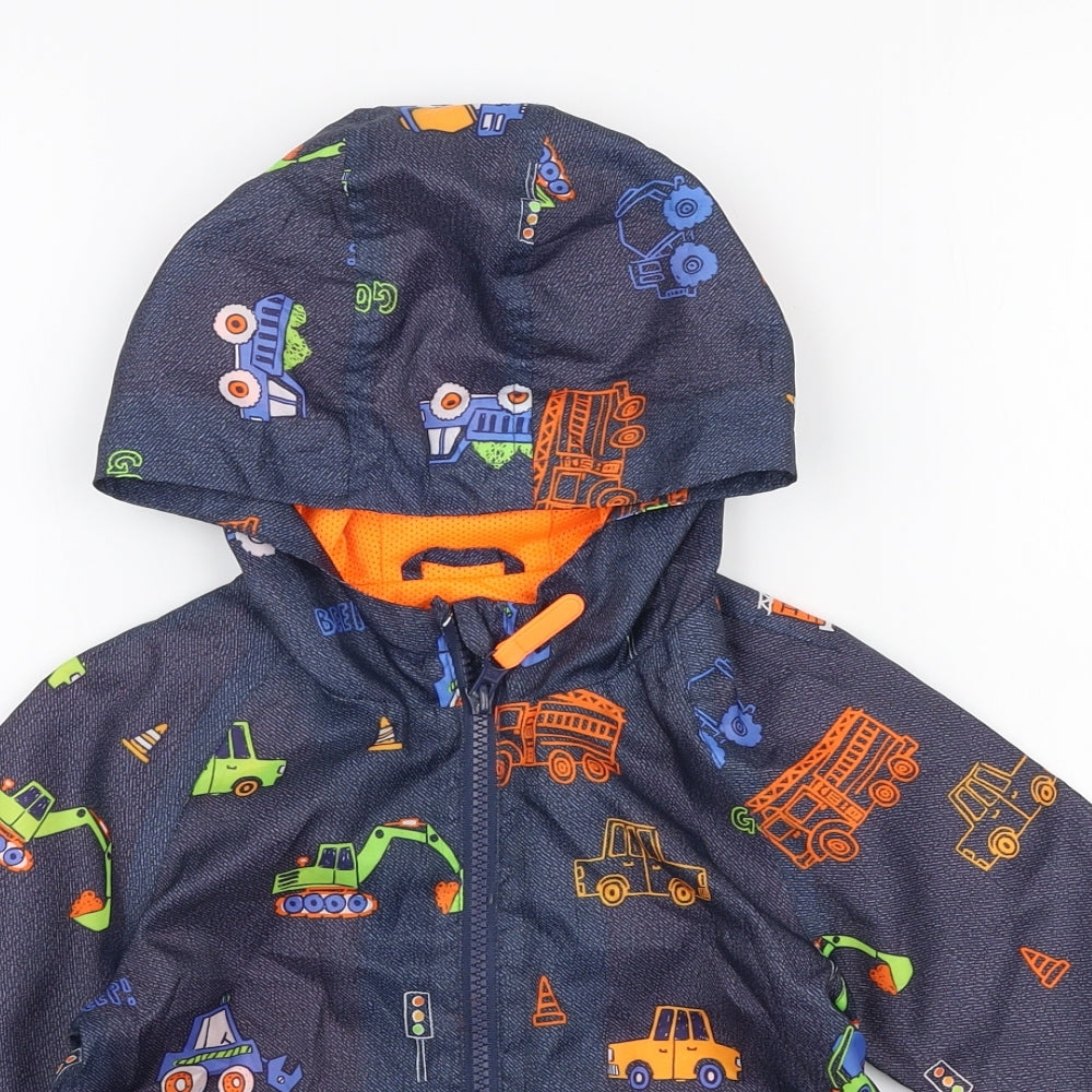 F&F Boys Multicoloured   Rain Coat Jacket Size 12-18 Months   Zip - Cars