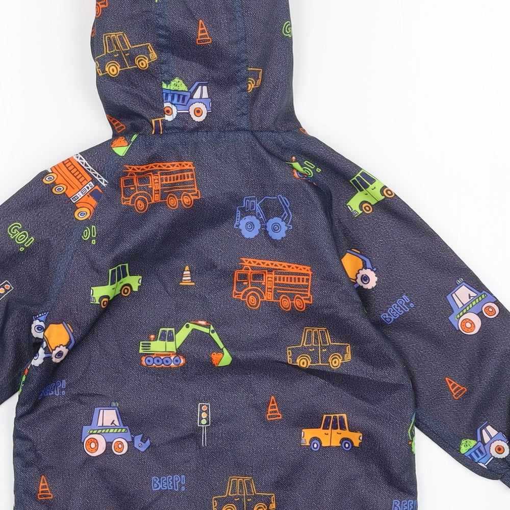 F&F Boys Multicoloured   Rain Coat Jacket Size 12-18 Months   Zip - Cars