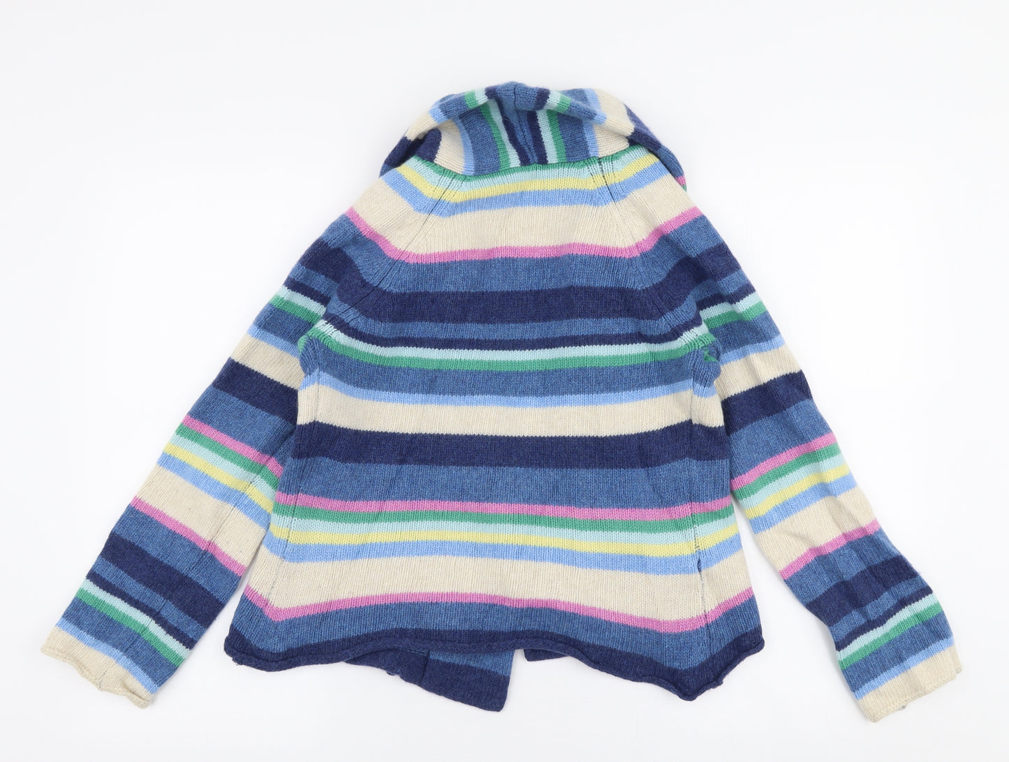 United Colors of Benetton Womens Multicoloured V-Neck Striped Wool Cardigan Jumper Size S