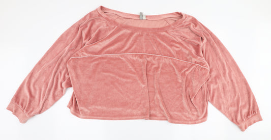 Front view of ASOS women’s pink polyester pullover sweatshirt, size UK 28, pullover