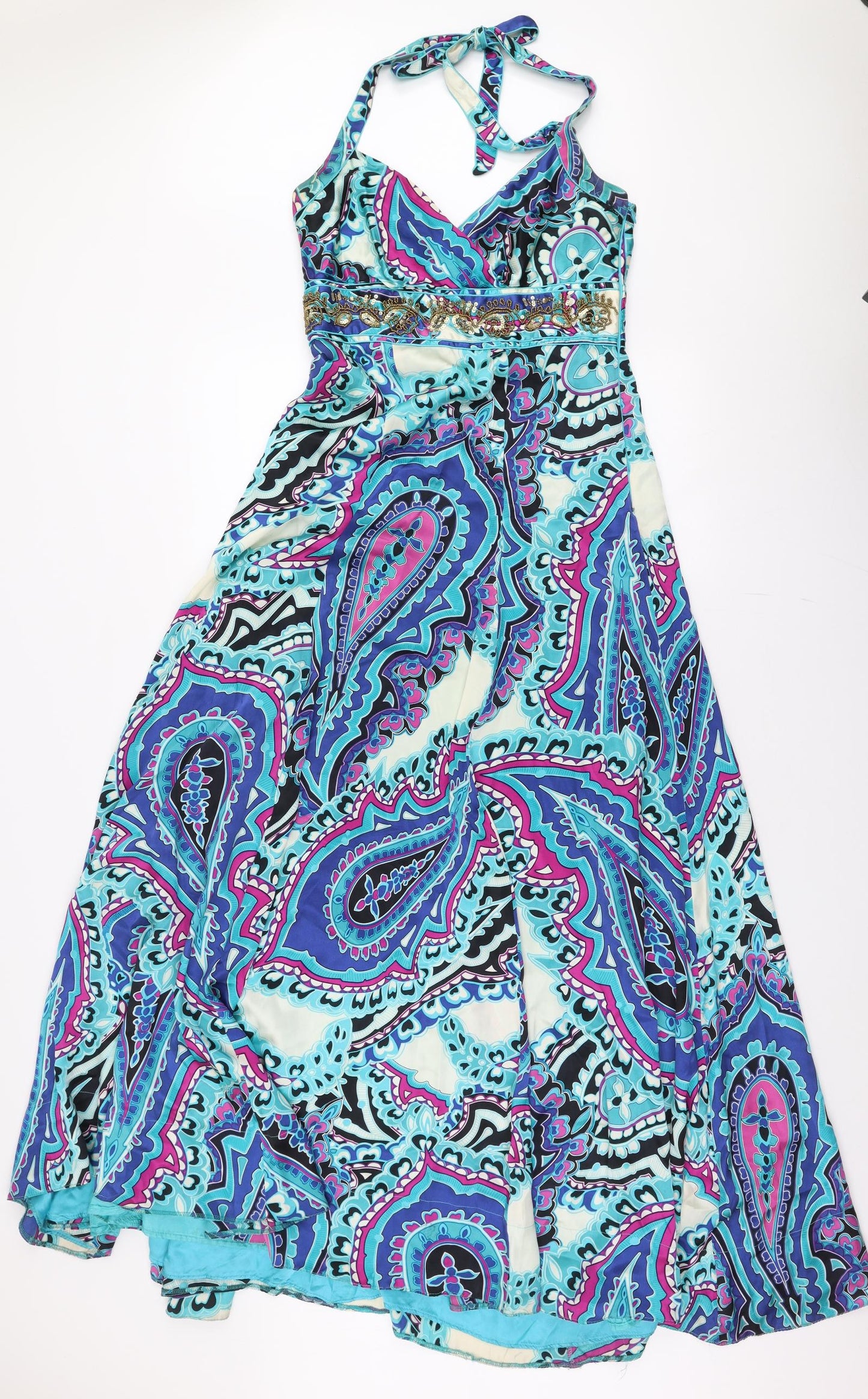 Monsoon Womens Multicoloured Fair Isle Polyester Trapeze & Swing  Size 10  Halter Zip