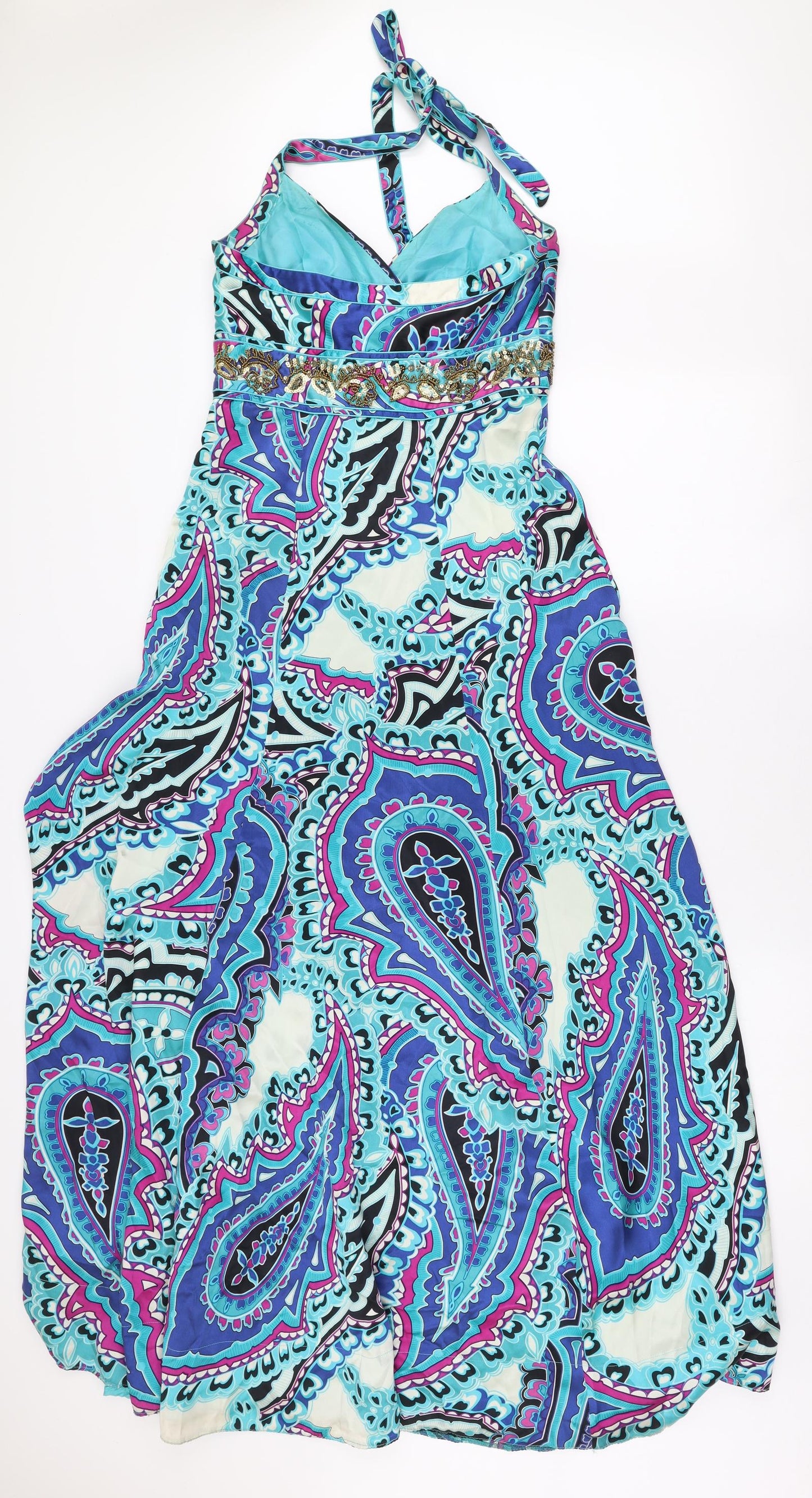 Monsoon Womens Multicoloured Fair Isle Polyester Trapeze & Swing  Size 10  Halter Zip