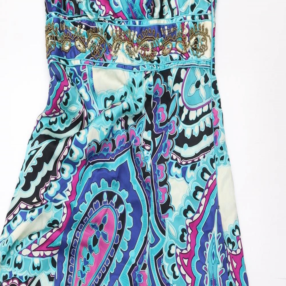 Monsoon Womens Multicoloured Fair Isle Polyester Trapeze & Swing  Size 10  Halter Zip
