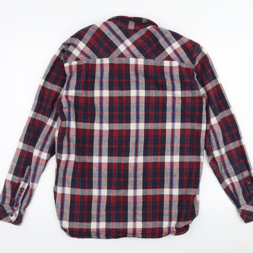 Marks and Spencer Mens Multicoloured Plaid Cotton  Button-Up Size S Collared Button