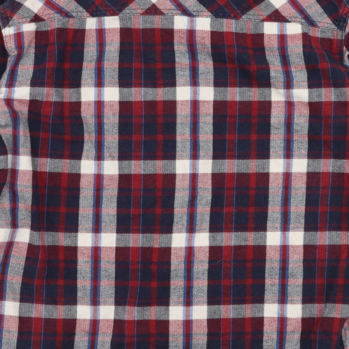 Marks and Spencer Mens Multicoloured Plaid Cotton  Button-Up Size S Collared Button