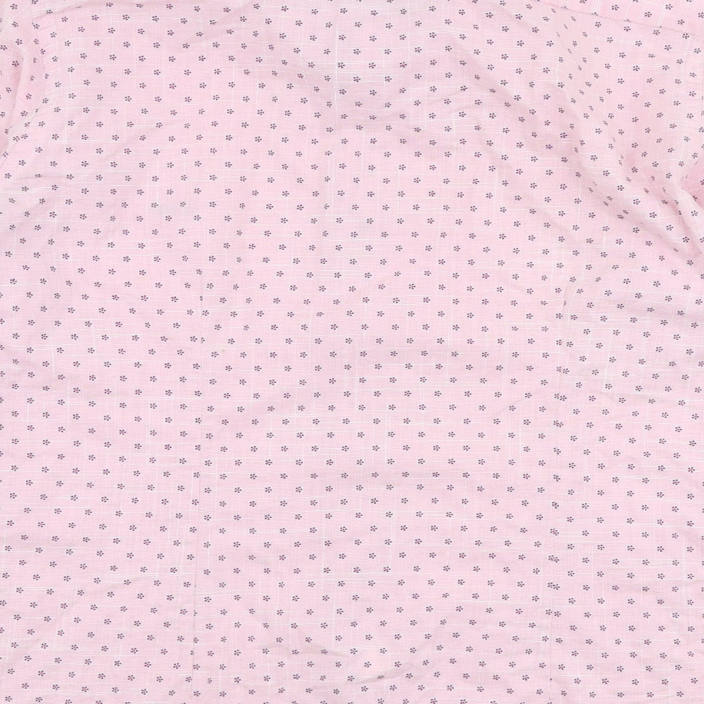 Dario Beltran Mens Pink Floral Polyester  Button-Up Size M Collared Button
