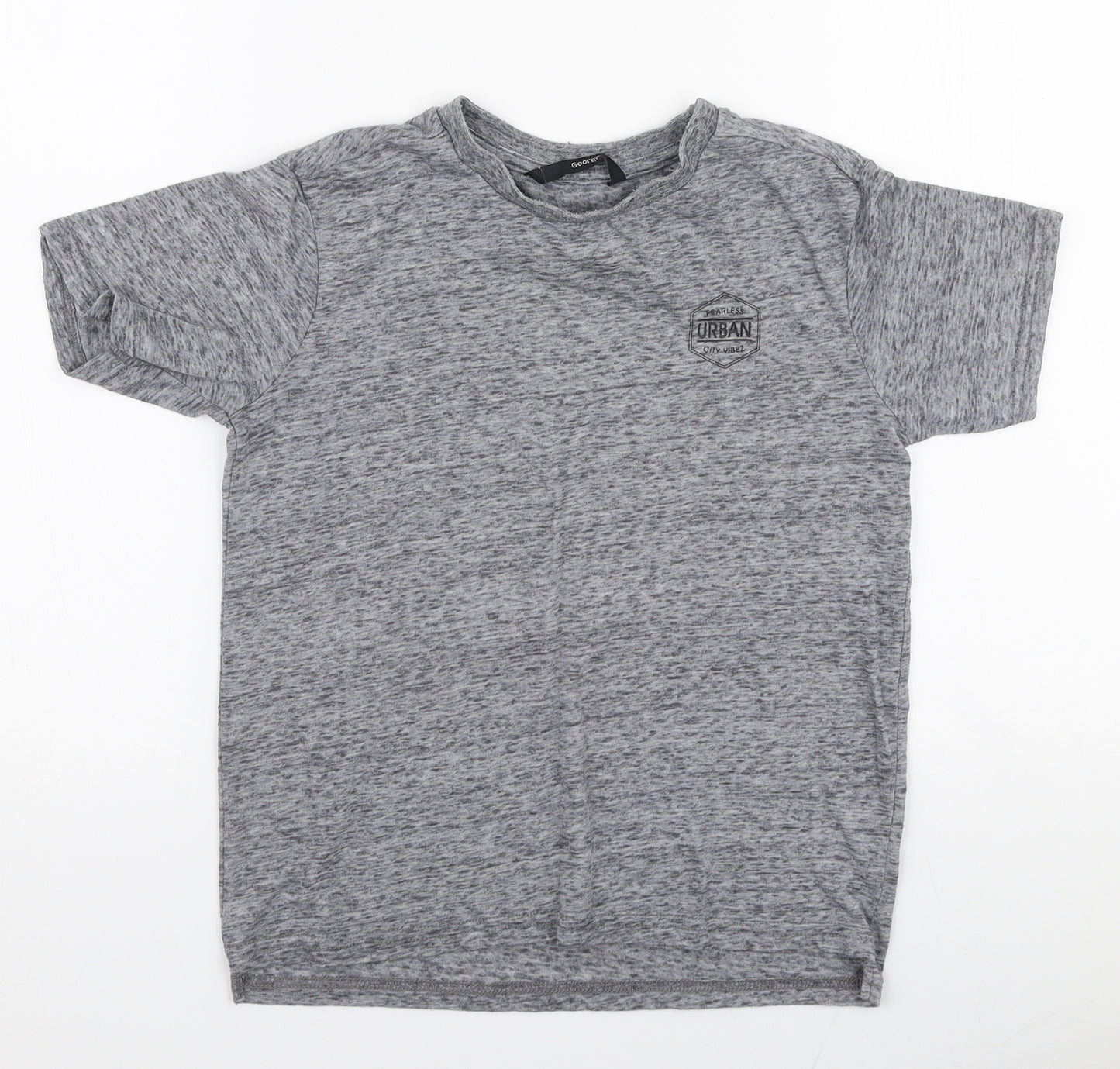George Boys Grey  Polyester Jersey T-Shirt Size 7-8 Years Round Neck Pullover - Urban