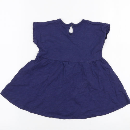 George Girls Blue  Cotton Skater Dress  Size 18-24 Months  Round Neck Button