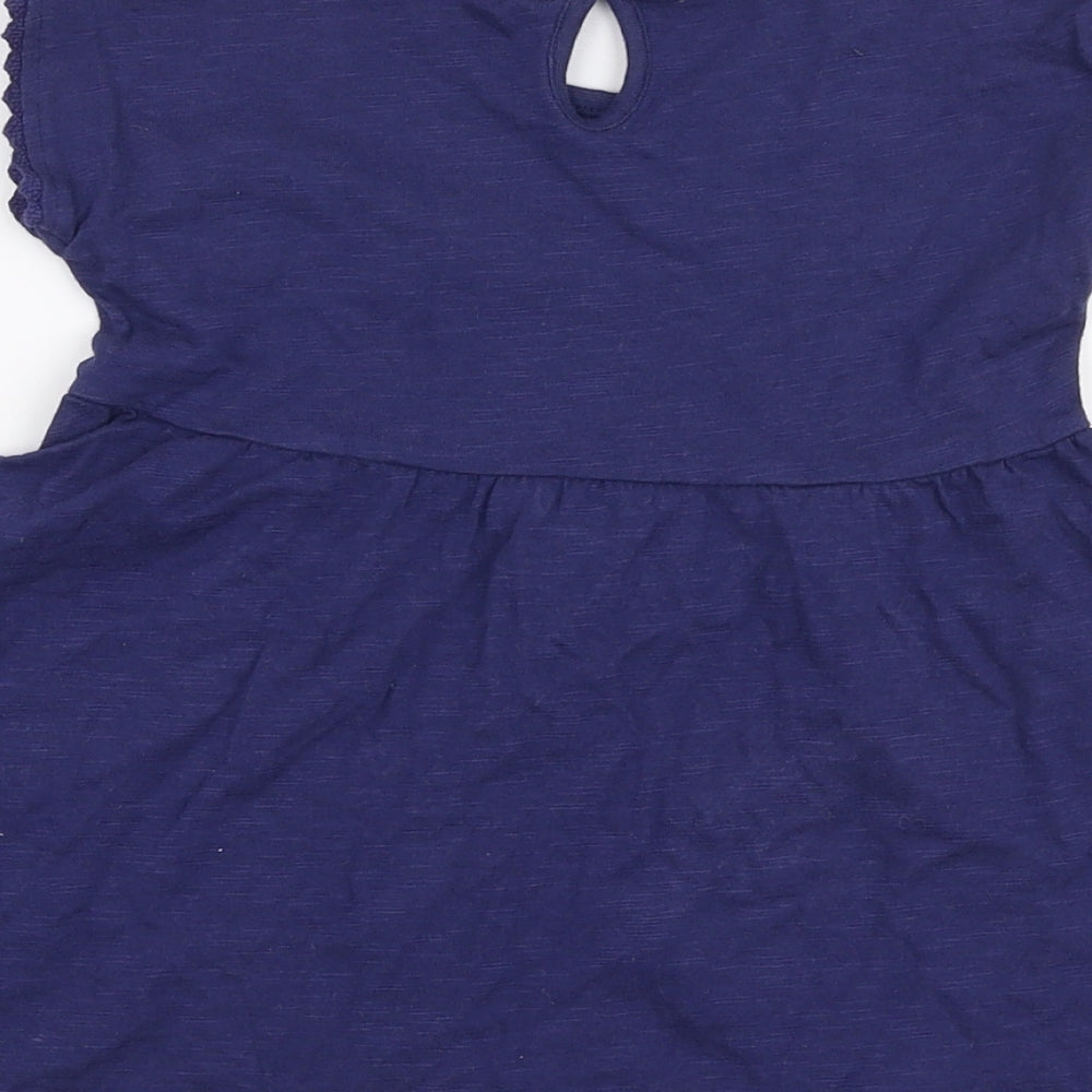George Girls Blue  Cotton Skater Dress  Size 18-24 Months  Round Neck Button