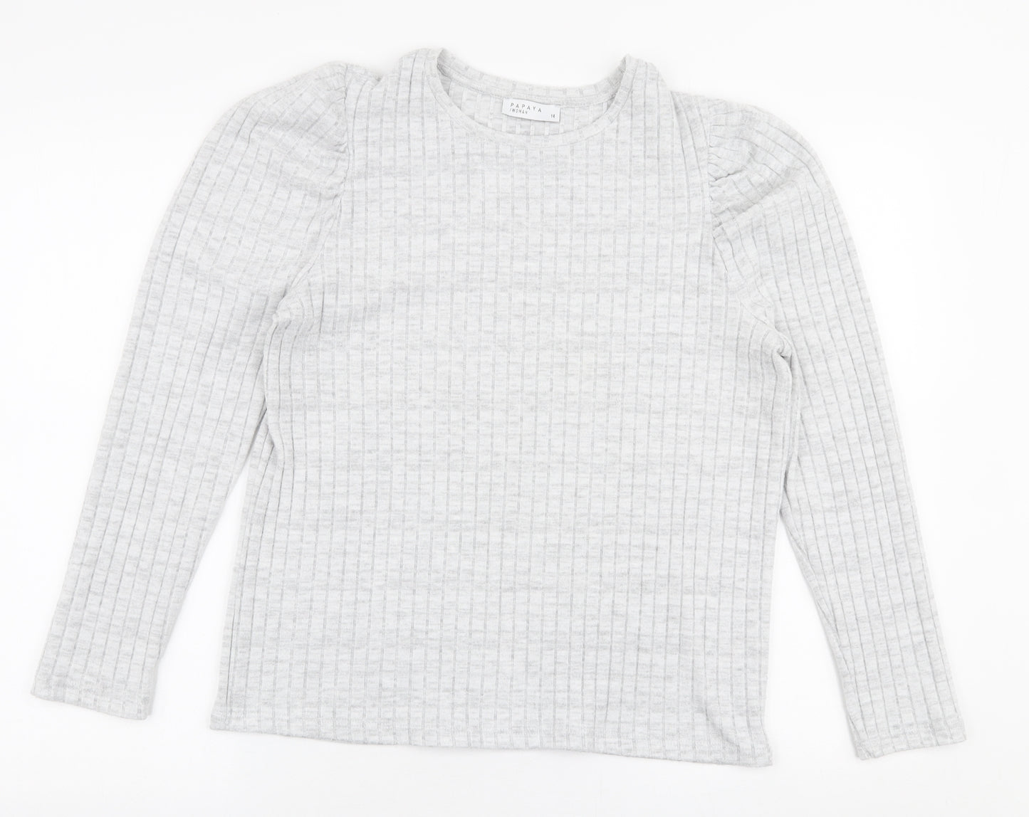 Papaya Womens Grey Round Neck  Polyester Pullover Jumper Size 14
