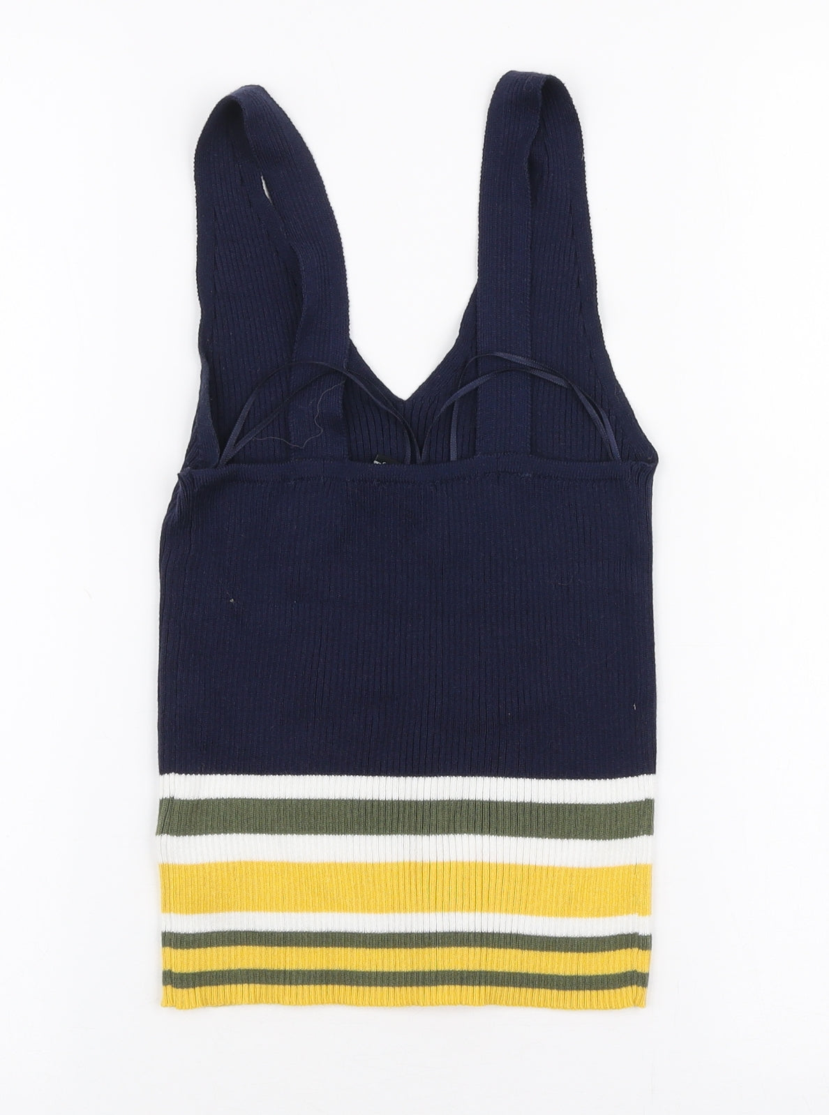 New Look Womens Multicoloured V-Neck Striped Acrylic Vest Jumper Size 10