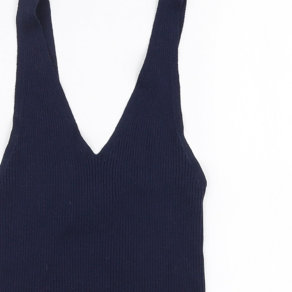 New Look Womens Multicoloured V-Neck Striped Acrylic Vest Jumper Size 10