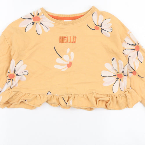 NEXT Girls Orange Floral 100% Cotton Pullover Sweatshirt Size 8 Years  Pullover - Hello