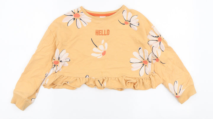 NEXT Girls Orange Floral 100% Cotton Pullover Sweatshirt Size 8 Years  Pullover - Hello