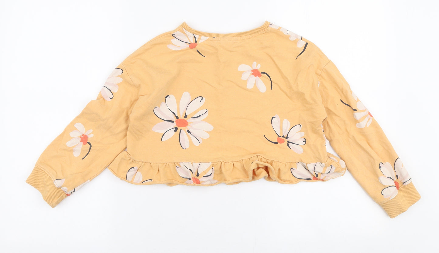 NEXT Girls Orange Floral 100% Cotton Pullover Sweatshirt Size 8 Years  Pullover - Hello