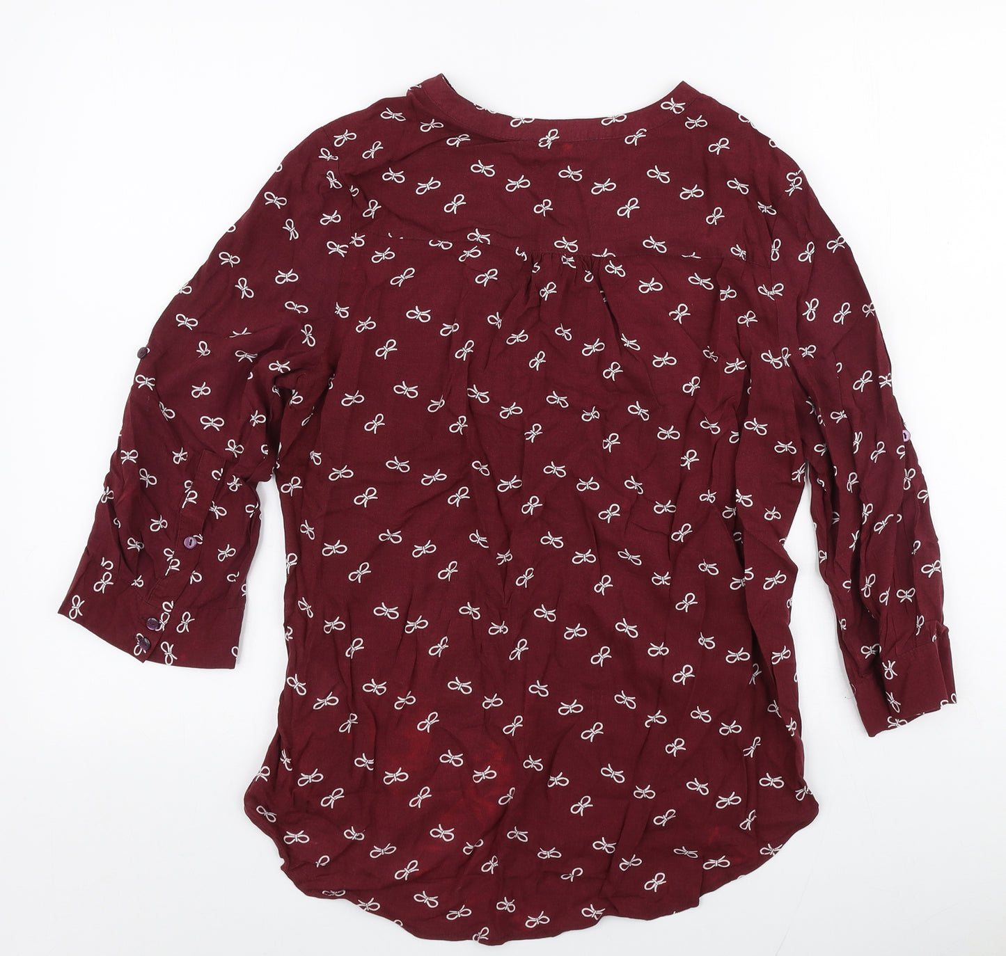 Primark Womens Red  Viscose Basic Blouse Size 12 V-Neck