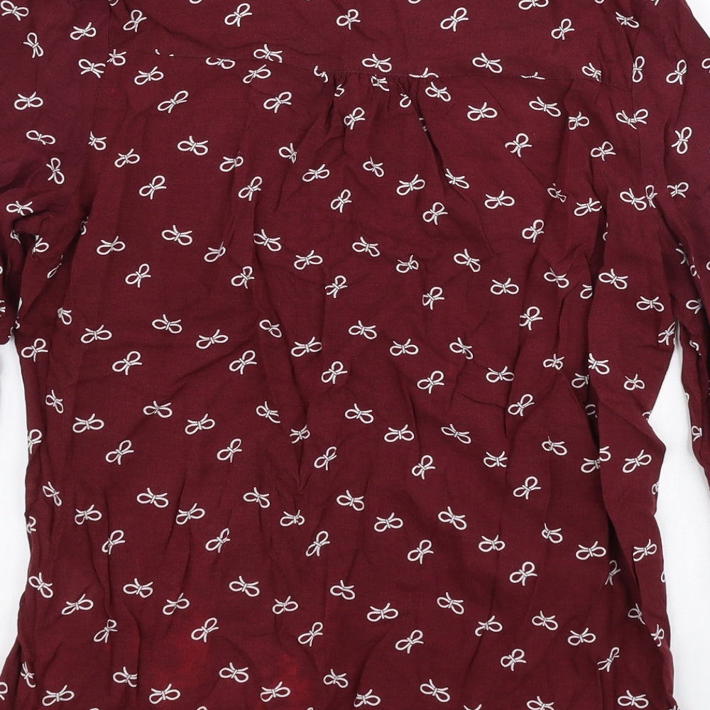 Primark Womens Red  Viscose Basic Blouse Size 12 V-Neck