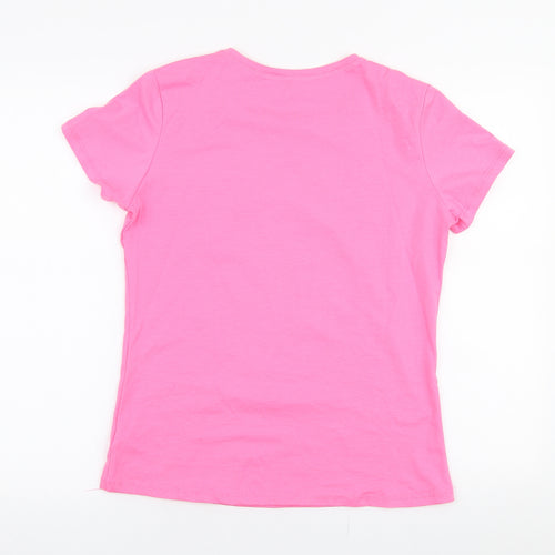 CC Fashion Womens Pink  Cotton Jersey T-Shirt Size XL Round Neck - Vogue