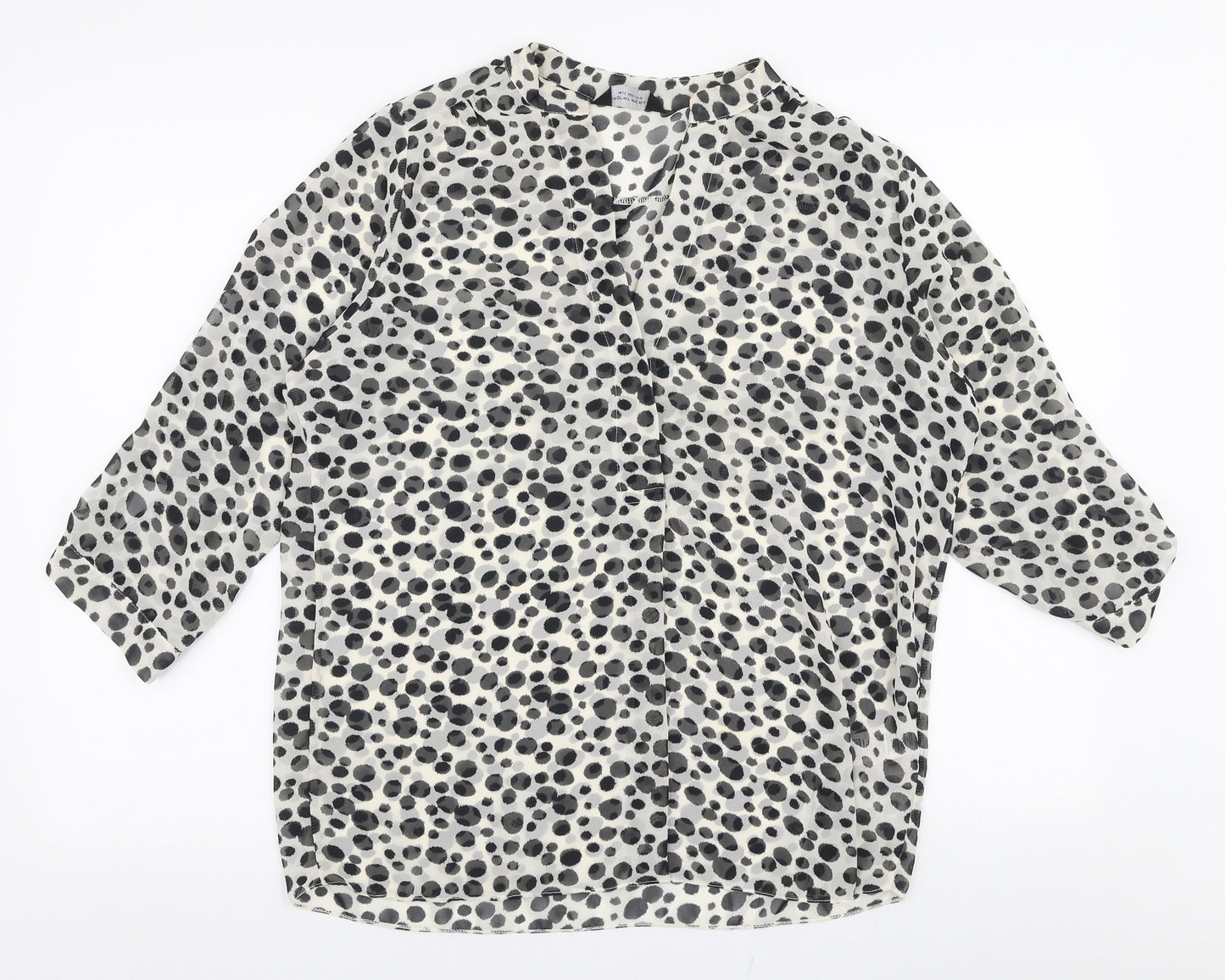 Dorothy Perkins Womens White Animal Print Polyester Basic Blouse Size 14 V-Neck