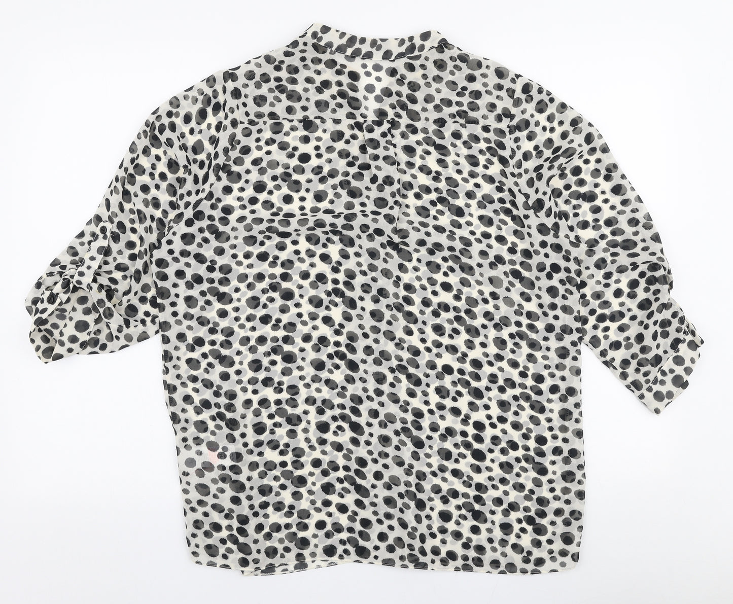Dorothy Perkins Womens White Animal Print Polyester Basic Blouse Size 14 V-Neck