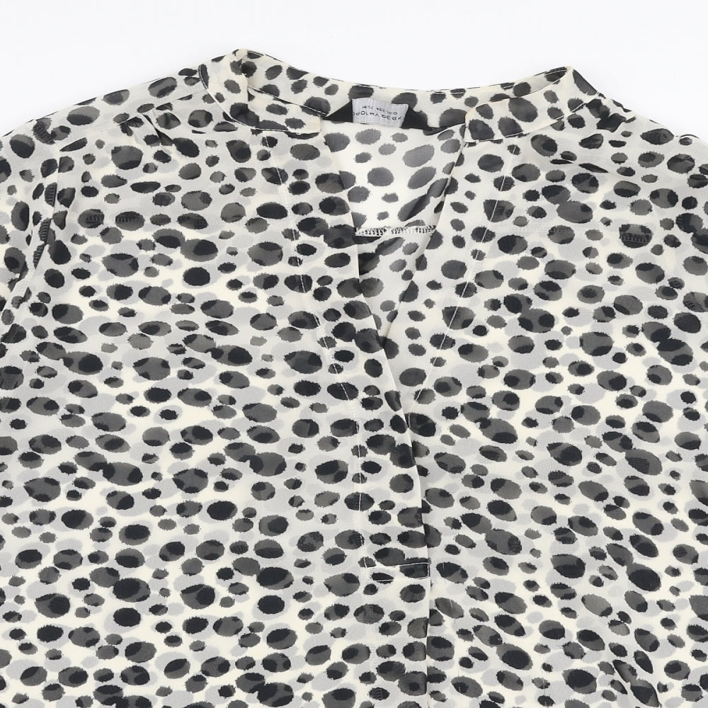 Dorothy Perkins Womens White Animal Print Polyester Basic Blouse Size 14 V-Neck