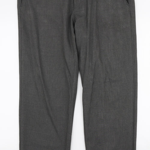 Marks and Spencer Mens Grey  Polyester Dress Pants Trousers Size 36 in L29 in Regular Zip