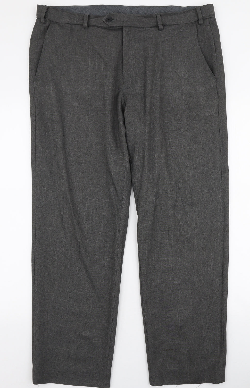 Marks and Spencer Mens Grey  Polyester Dress Pants Trousers Size 36 in L29 in Regular Zip