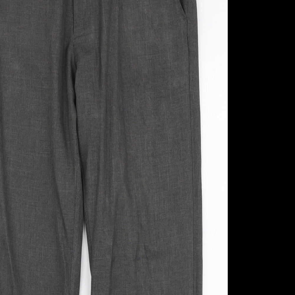 Marks and Spencer Mens Grey  Polyester Dress Pants Trousers Size 36 in L29 in Regular Zip