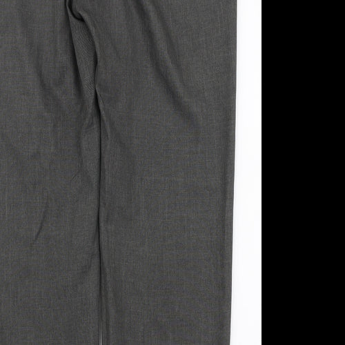 Marks and Spencer Mens Grey  Polyester Dress Pants Trousers Size 36 in L29 in Regular Zip