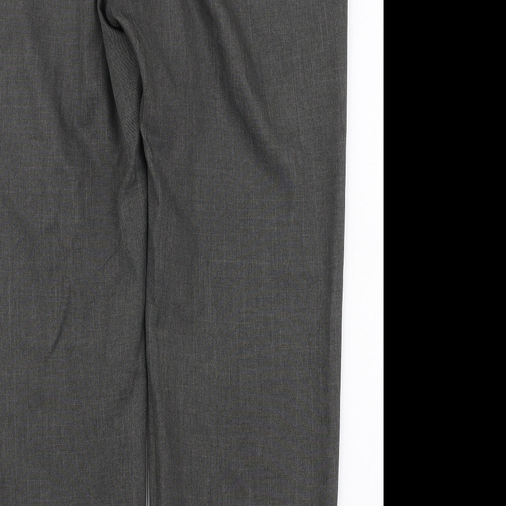 Marks and Spencer Mens Grey  Polyester Dress Pants Trousers Size 36 in L29 in Regular Zip