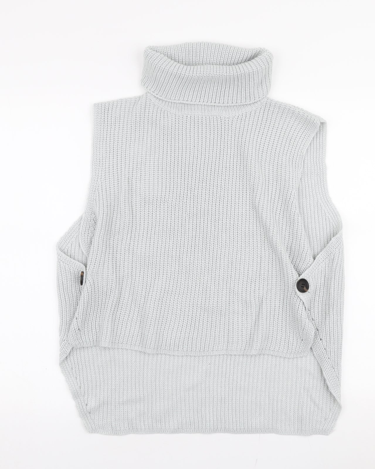 SheIn Womens Blue Roll Neck  Acrylic Vest Jumper Size 2XL   - side slits