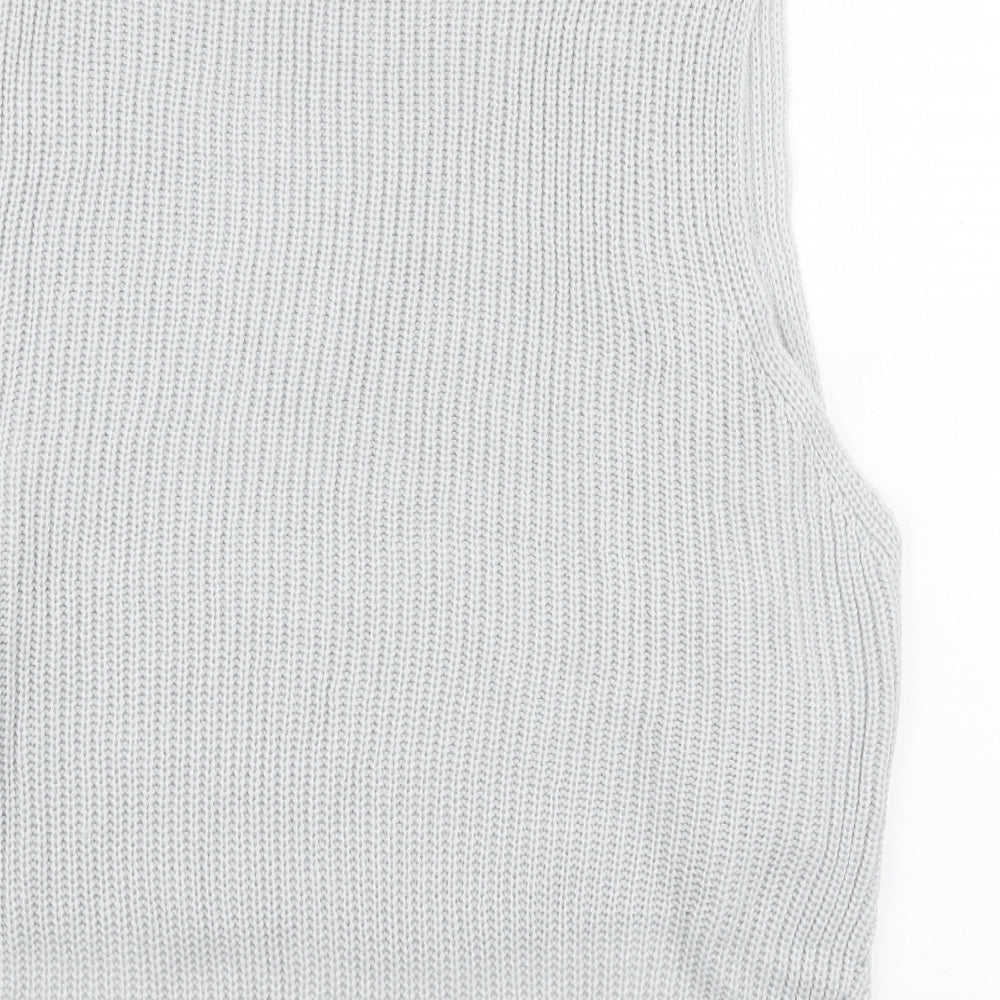 SheIn Womens Blue Roll Neck  Acrylic Vest Jumper Size 2XL   - side slits