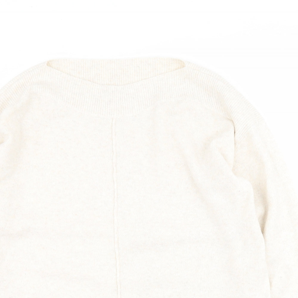 George Womens Beige Boat Neck  Polyester Pullover Jumper Size L