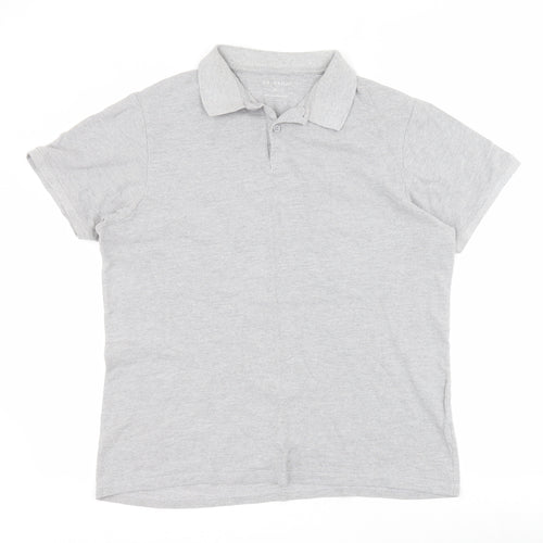 Primark Mens Grey  Cotton  Polo Size XL Collared Button