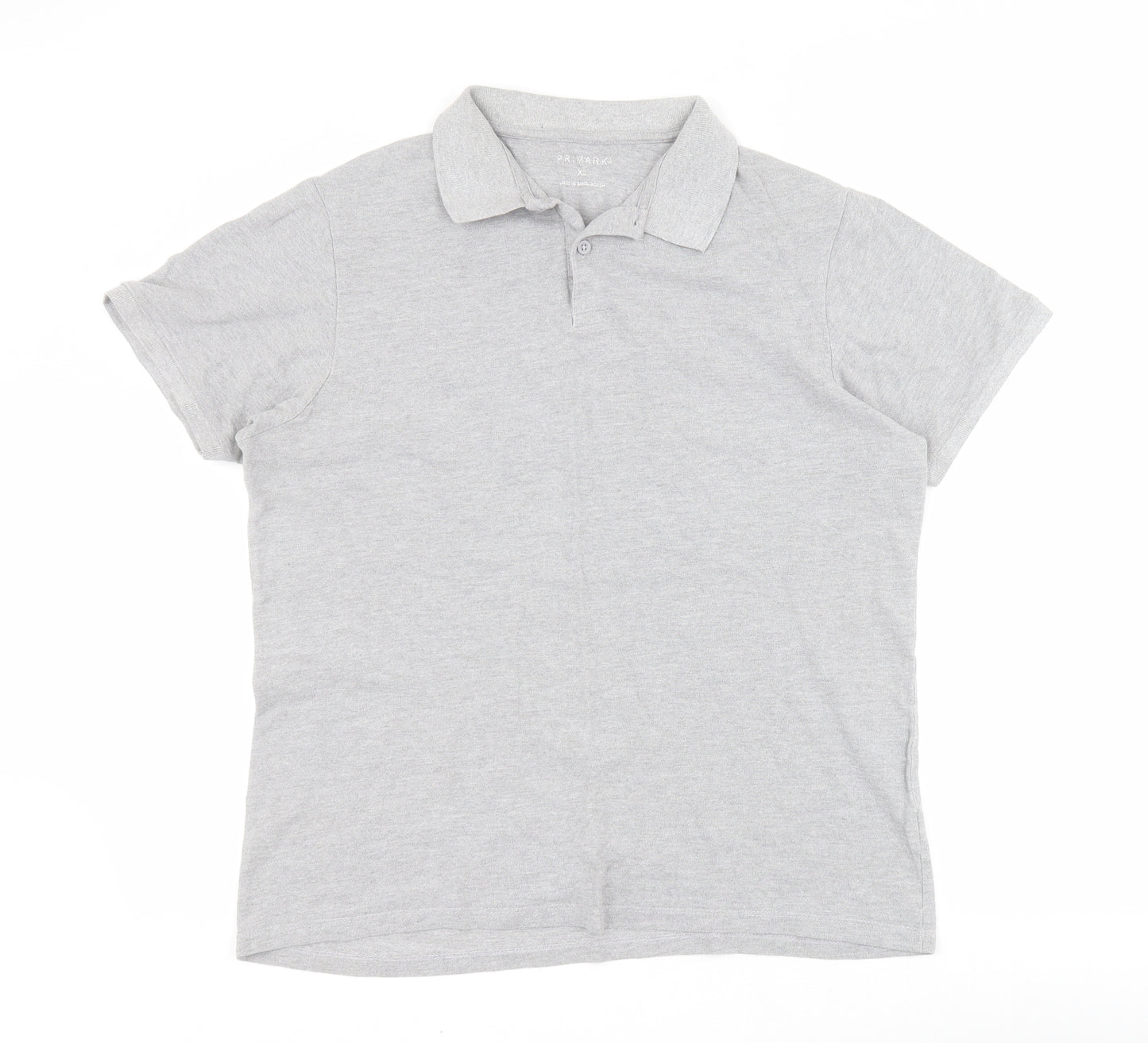 Primark Mens Grey  Cotton  Polo Size XL Collared Button