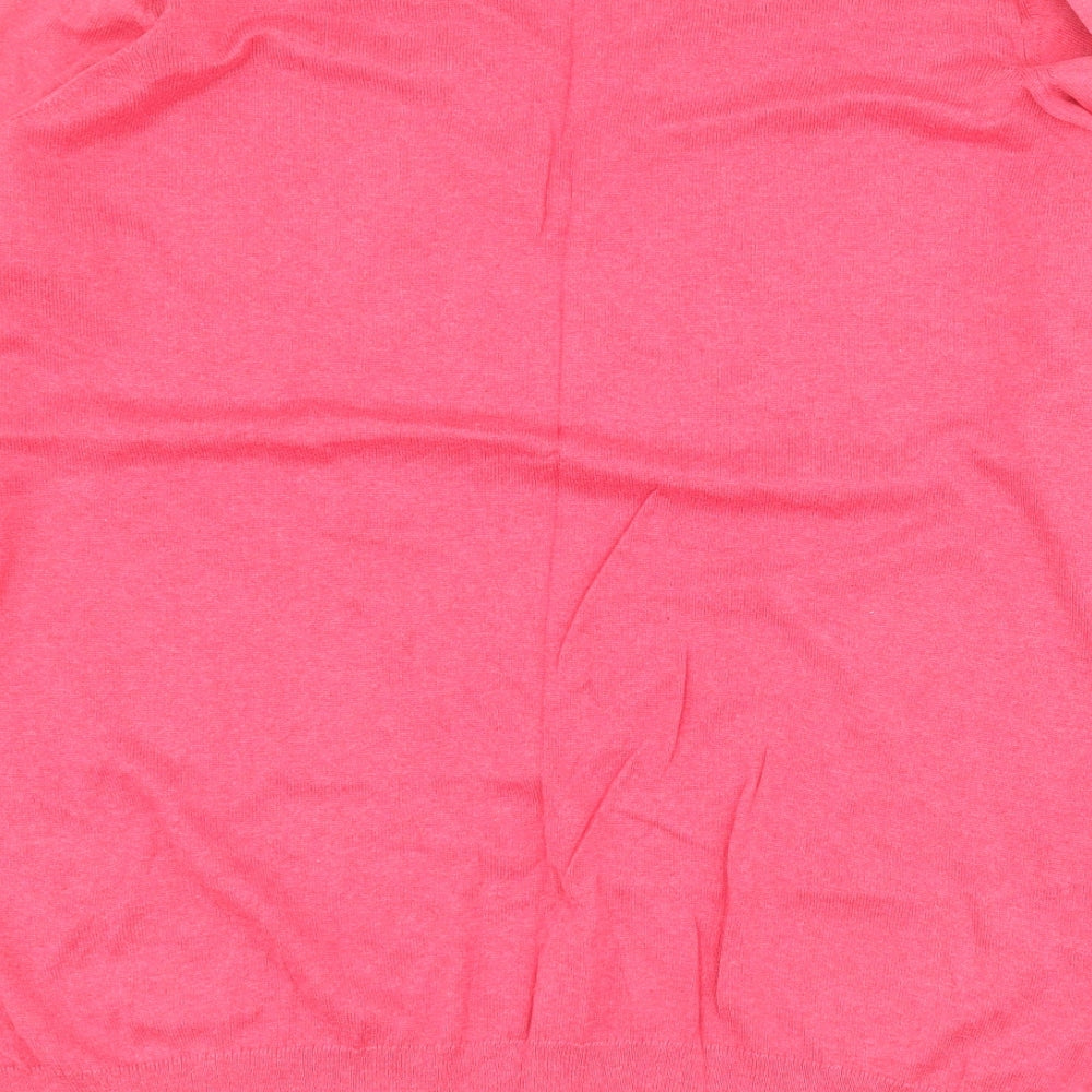 DECATHLON Mens Pink V-Neck  Cotton Pullover Jumper Size 2XL