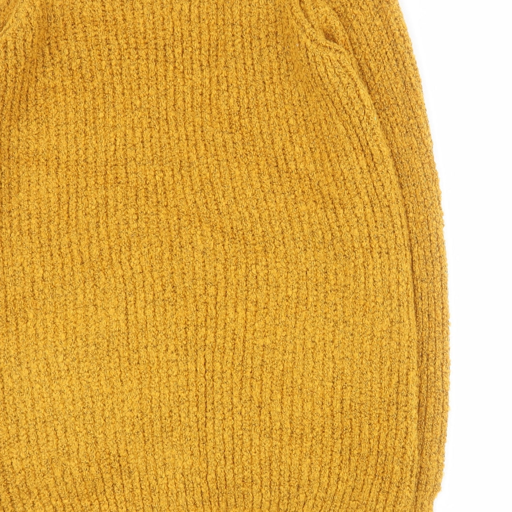 Matalan Womens Yellow V-Neck  Acrylic Cardigan Jumper Size M